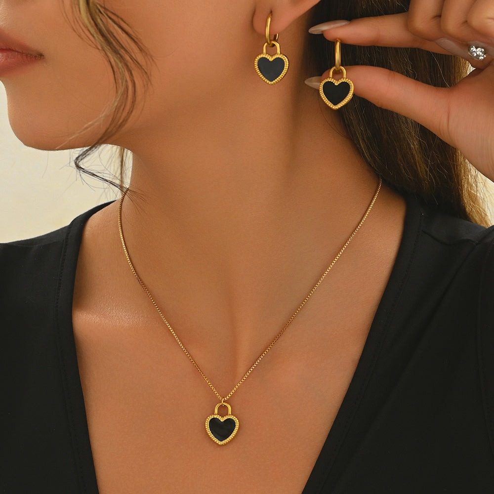 LXALRY 18K Gold Heart Mirror Jewelry Set – Recycled & Hypoallergenic