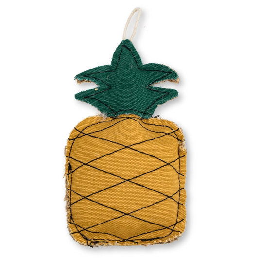 Sustainable Pineapple-Shaped Canvas & Jute Chew Toy for Dogs - Eco-Friendly and Durable