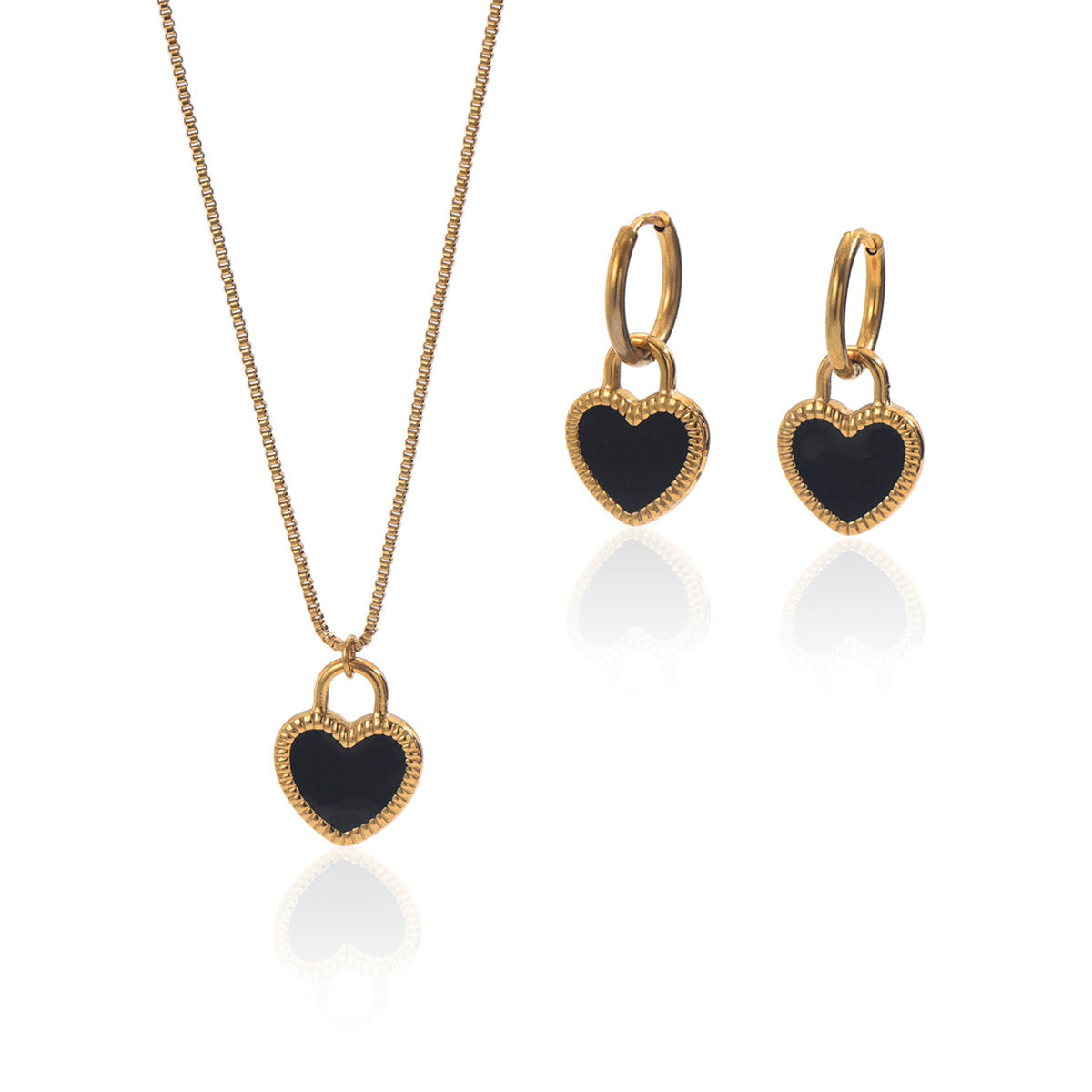 LXALRY 18K Gold Heart Mirror Jewelry Set – Recycled & Hypoallergenic