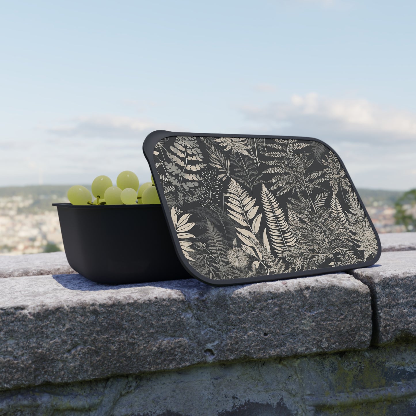 Eco-Friendly PLA Bento Box with Scandinavian Floral Design – Sustainable Lunch Container with Utensils