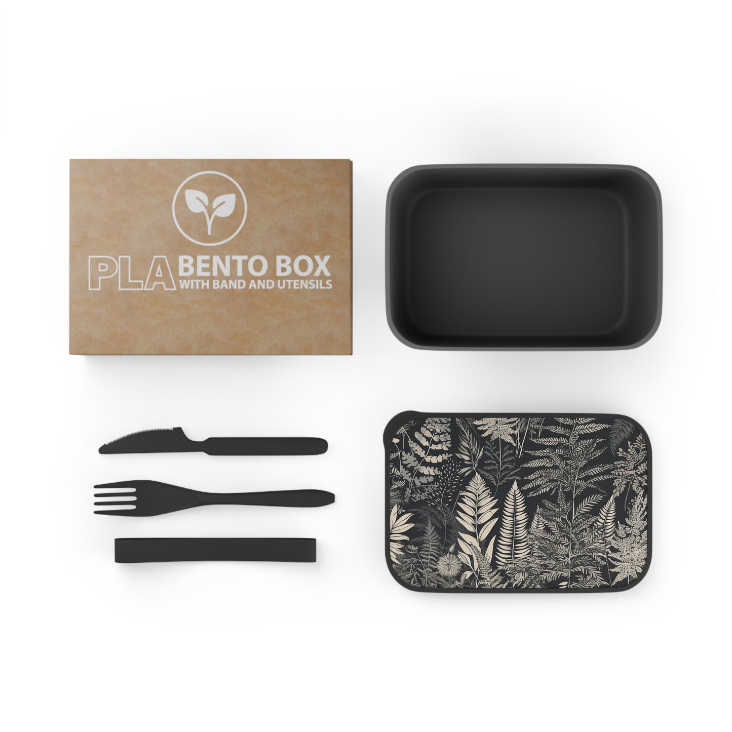 Eco-Friendly PLA Bento Box with Scandinavian Floral Design – Sustainable Lunch Container with Utensils