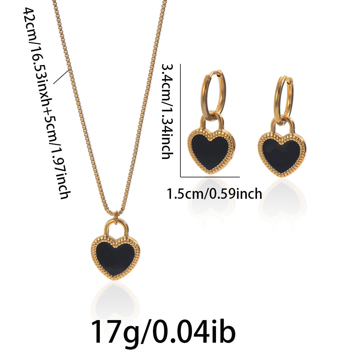 LXALRY 18K Gold Heart Mirror Jewelry Set – Recycled & Hypoallergenic