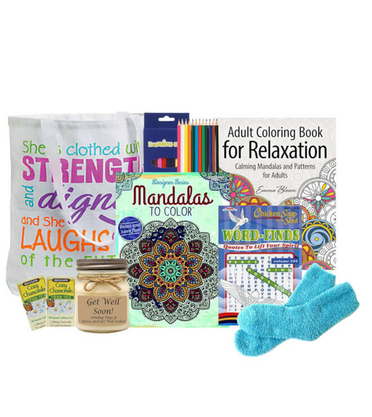 Stress Reducing Coloring Gift Tote - Get Well Soon Gifts for Women