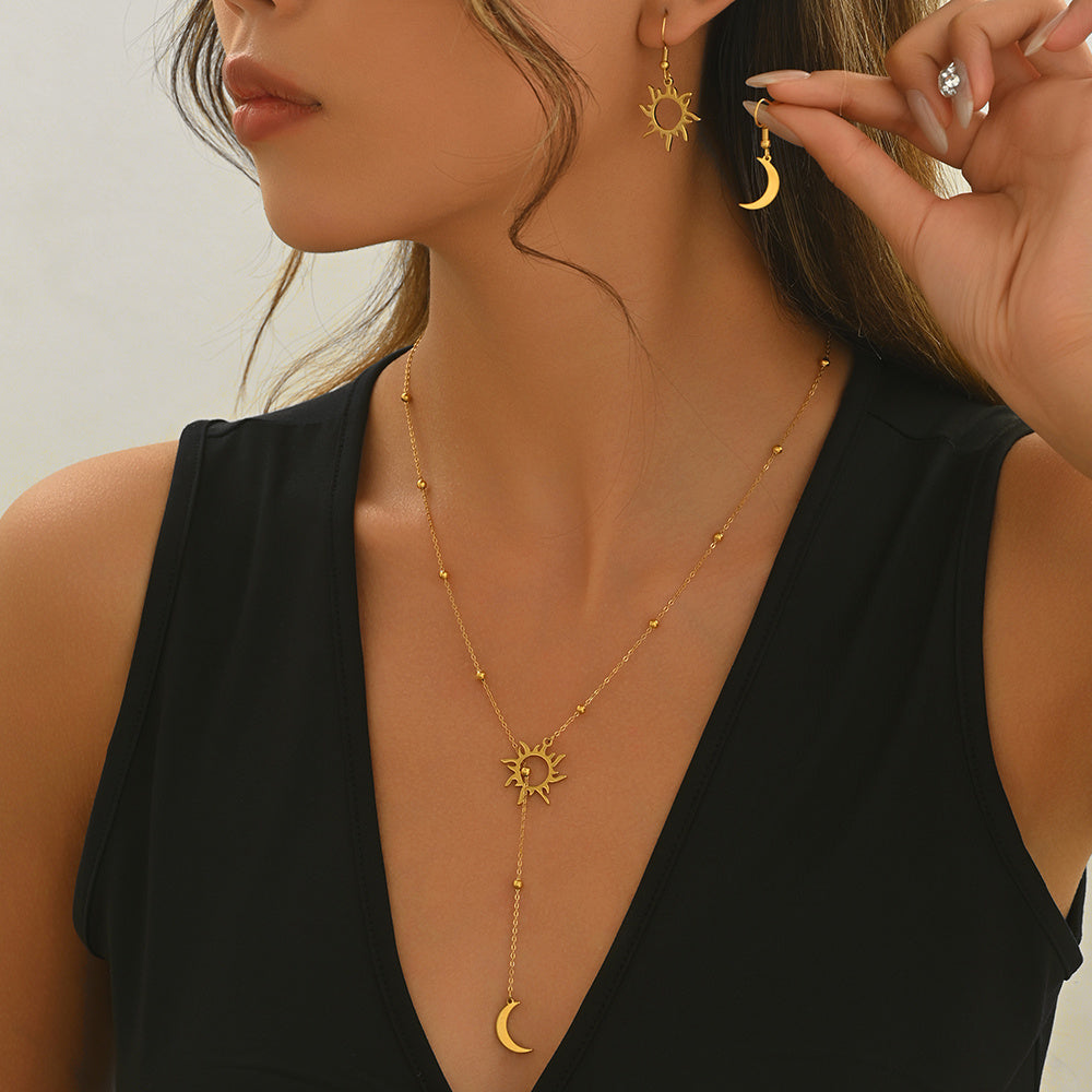 LXALRY Sun & Moon Jewelry Set – 18K Gold, Recycled & Hypoallergenic