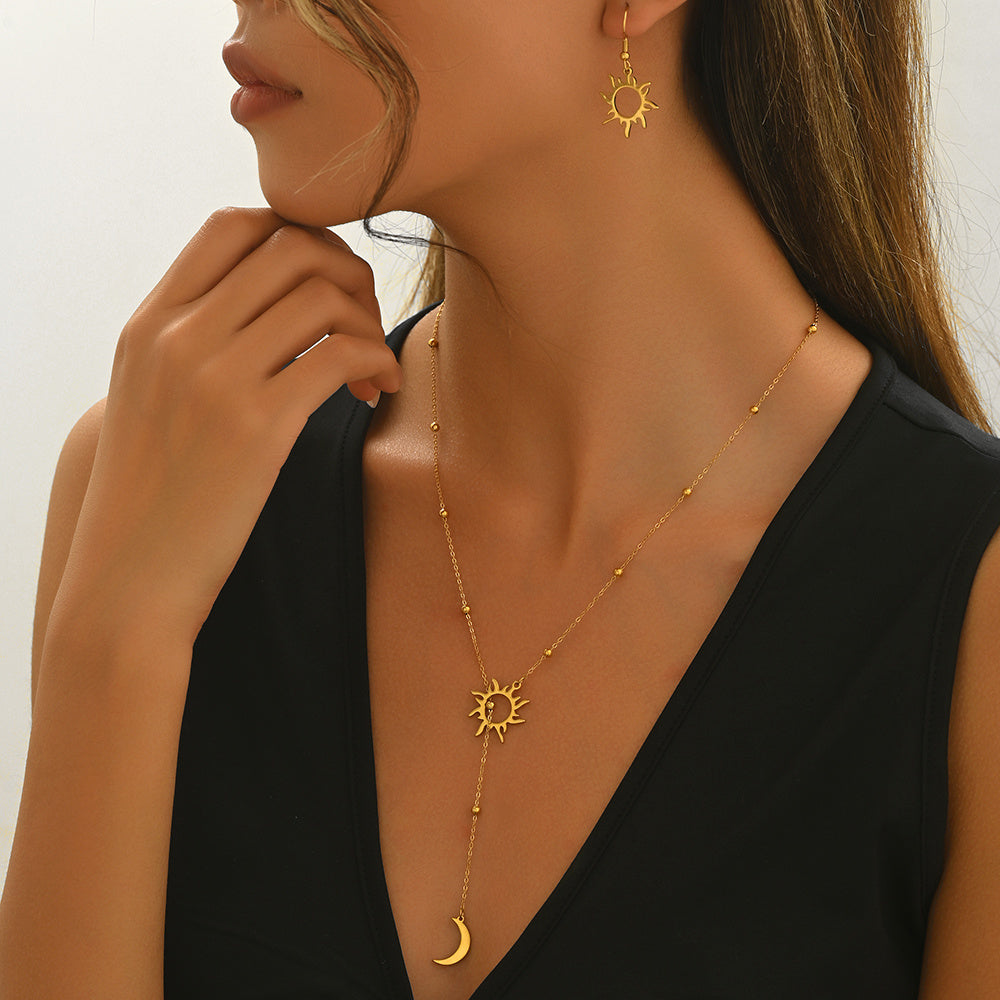 LXALRY Sun & Moon Jewelry Set – 18K Gold, Recycled & Hypoallergenic