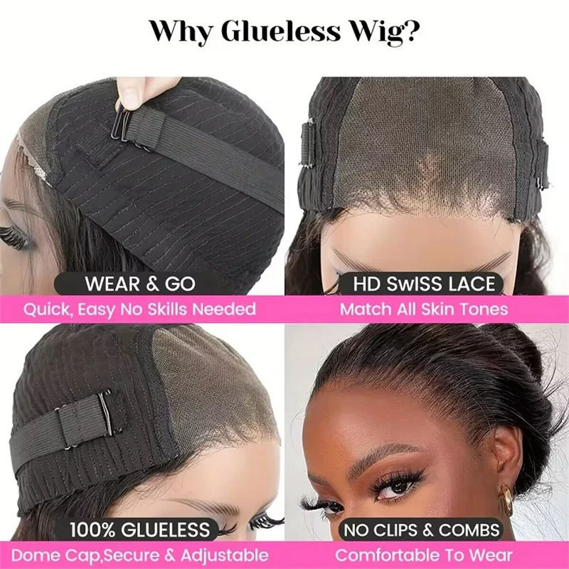 4X4 Transparent Lace Front Bob Feint No Glue Wearable Natural Human Hair Wig