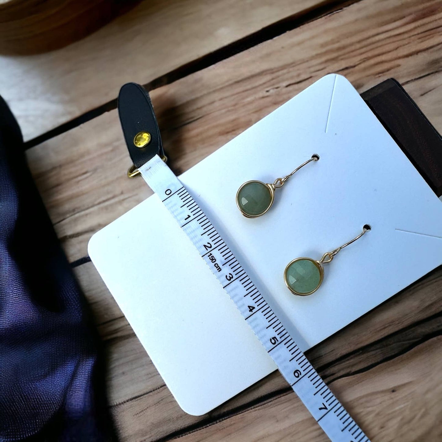 Handmade Green Aventurine Earrings - 14K Gold Plated Minimalist Design