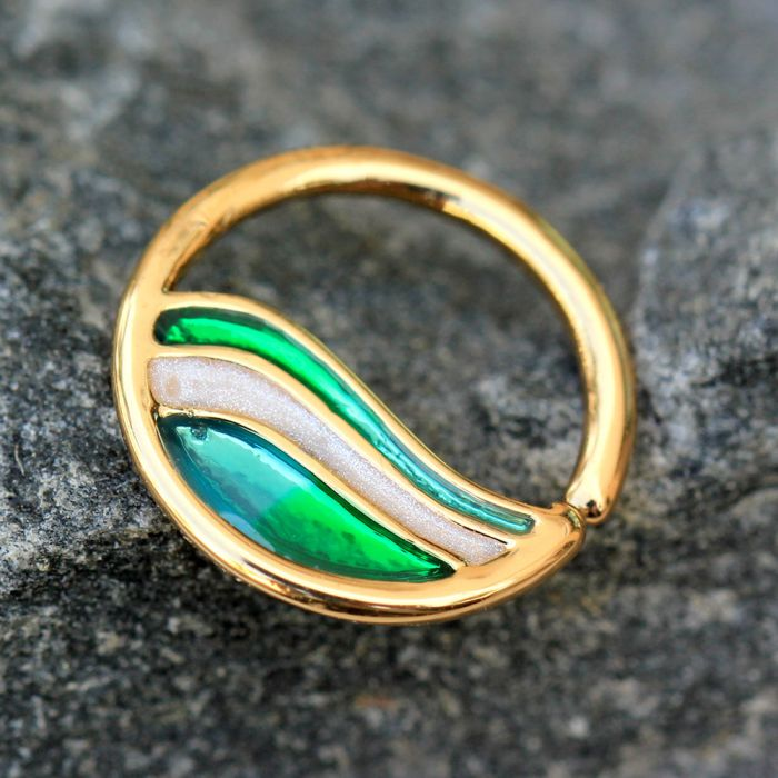 Gold Plated Green Wave Seamless Ring
