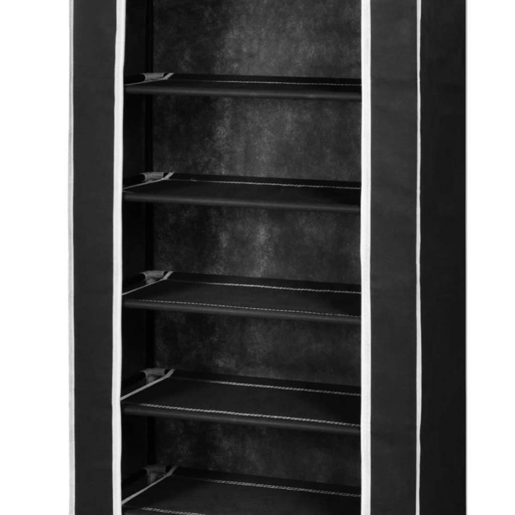 Fabric Shoe Cabinet with Cover 22" x 11" x 64" Black