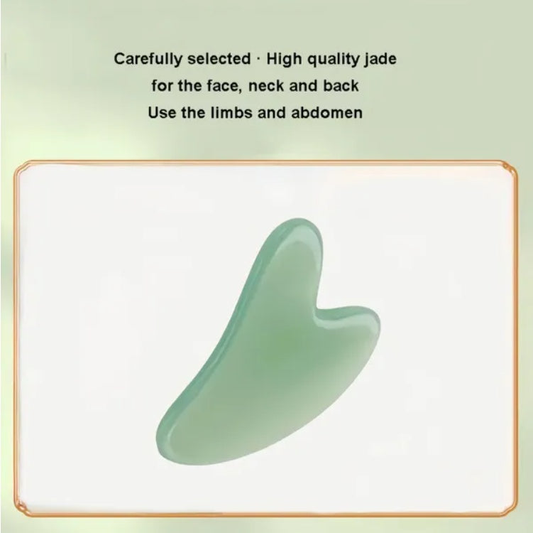 Facial Massager Set: Jade Roller + Gua Sha for Puffiness & Tension Relief