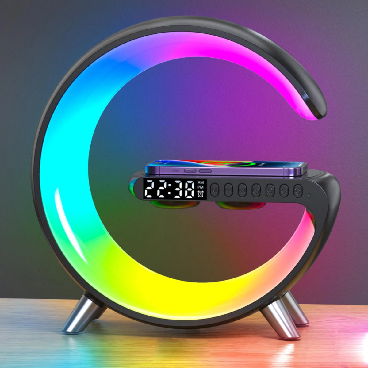 Mooncave Light Wireless Charger And Speaker With Clock