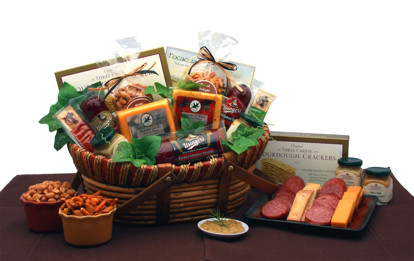 Savory Favorites Meat and Cheese Gift Basket - Gourmet Treats for Meat and Cheese Lovers