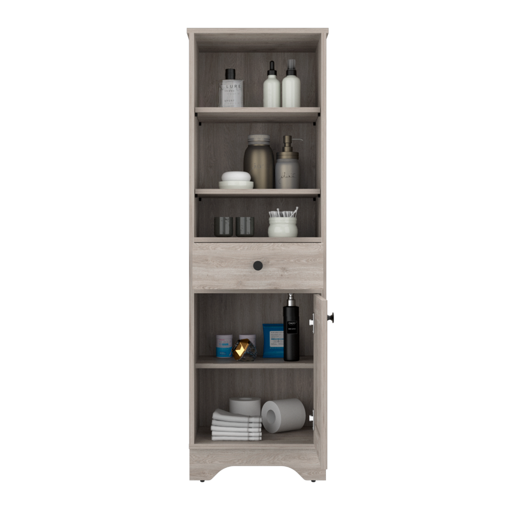Linen Cabinet Burnedt, One Drawer, One Cabinet, Multiple Shelves, Light Gray Finish
