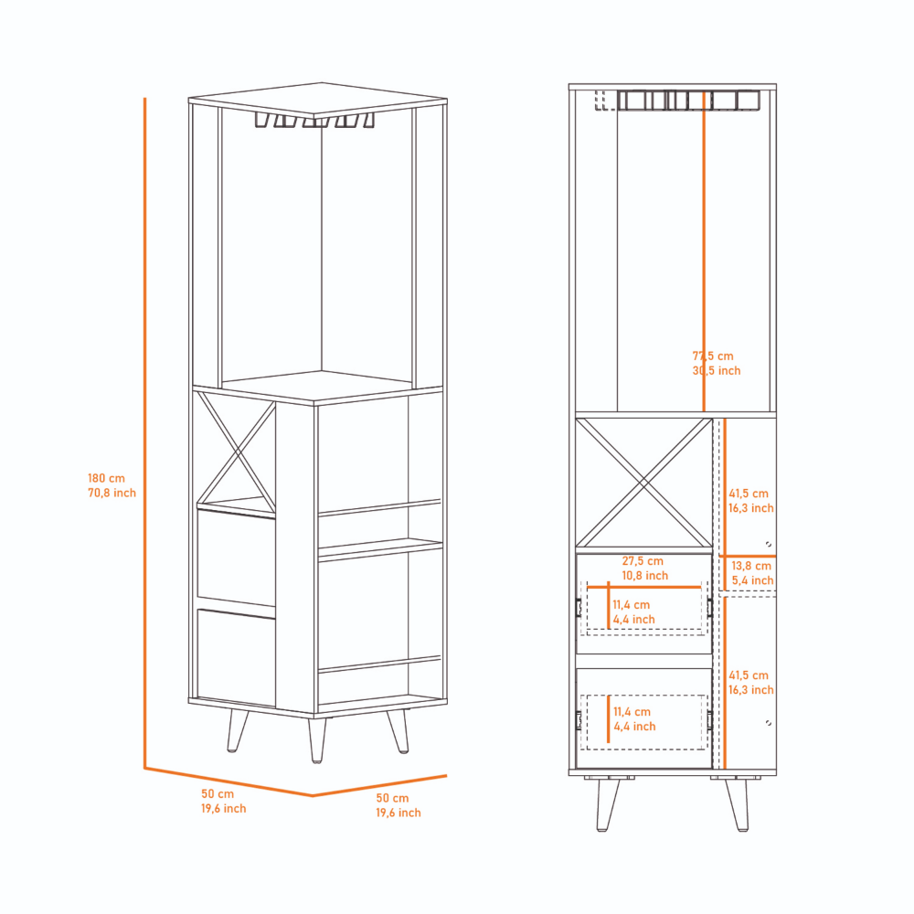 Corner Bar Cabinet Caguas, Two External Shelves, Four Wine Cubbies, Pine / Gray Finish