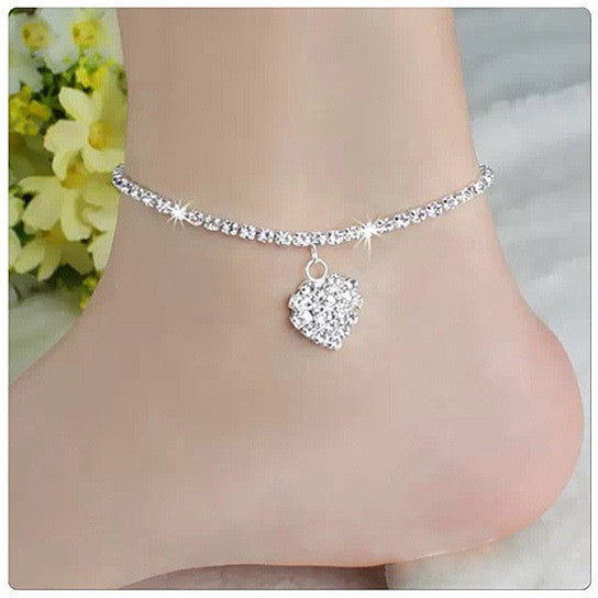 Glowing Heart Crystal Anklet