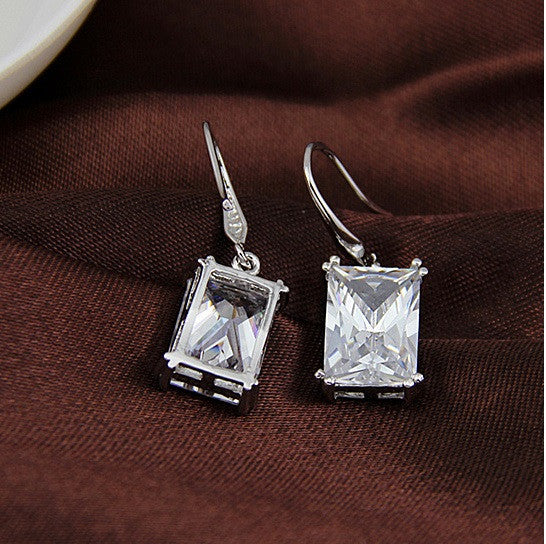 Royalty Earrings Emerald Cut Big Solitaires On Hooks
