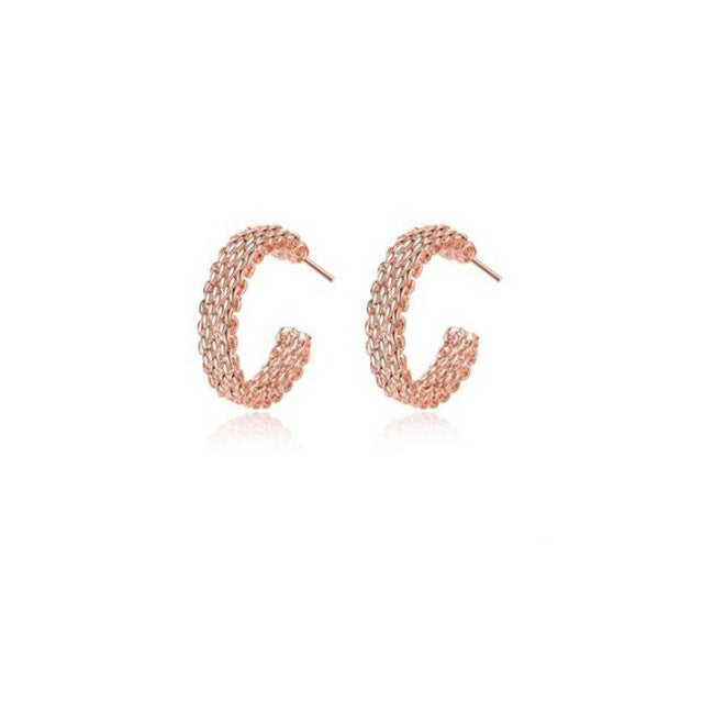 Love At First Sight 18 Kt Gold Plated 925 Sterling Silver Polished And Rose Gold Plated Cross Link Cable Earrings