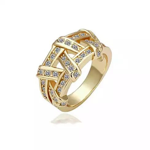 NYSA The Swarovski Crystal Cocktail Ring In Gold And Rose Gold