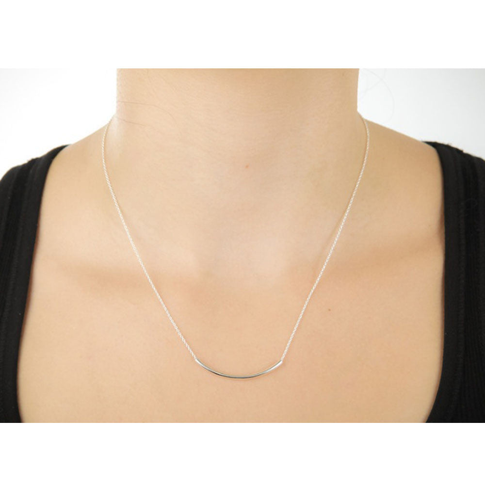 SWEET SMILE Curvy Bar Necklace In 18 Kt Gold Plating And 925 SS Plating