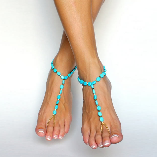 Barefoot Beauty Turquoise Anklet Set