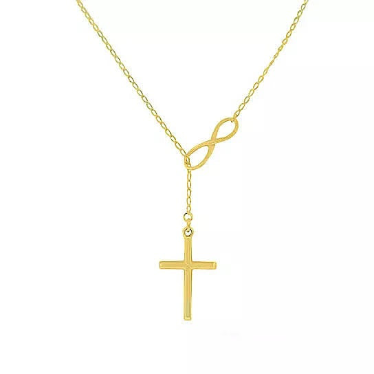 Symbol Of Infinity And Holy Cross With Lariat Style Chain