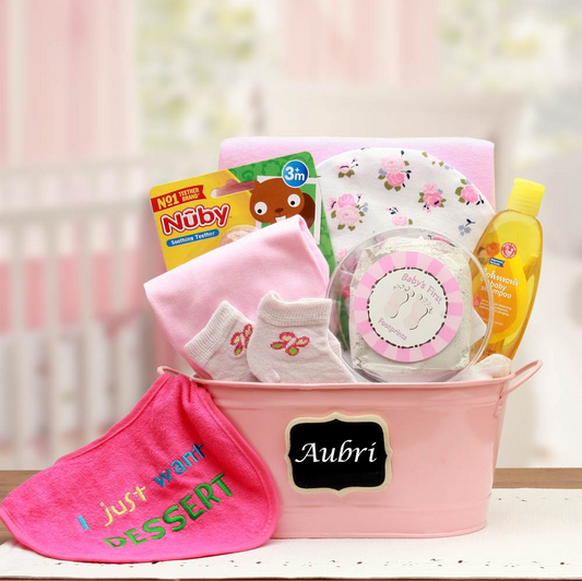 Baby Basics Gift Pail Pink - Baby Bath Set - Baby Girl Gifts