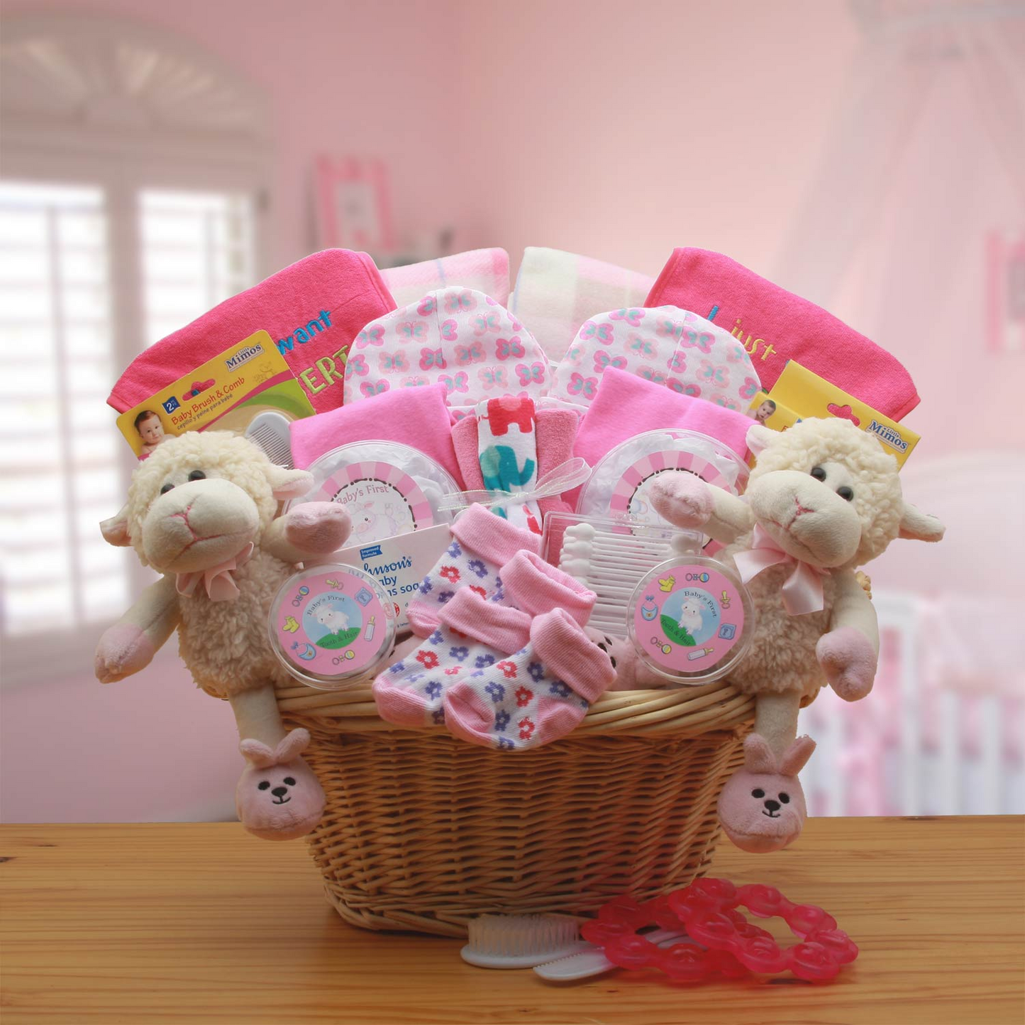 Double Delight Twins New Babies Gift Basket - Pink | Baby Bath Set, Baby Girl Gifts, New Baby Gift Basket | Baby Shower Gifts