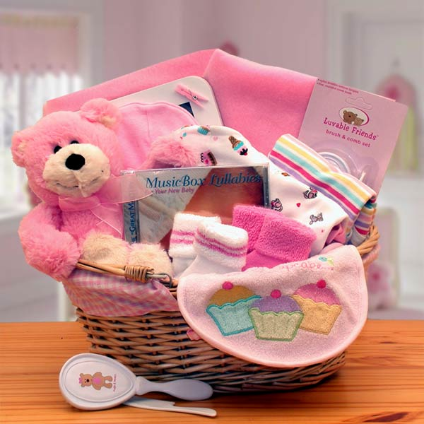 Simply The Baby Basics New Baby Gift Basket - Pink - Baby Bath Set - Baby Girl Gifts