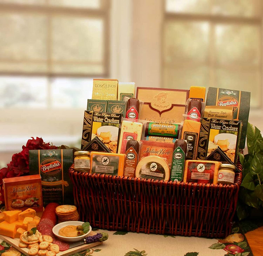 Deluxe Meat & Cheese Gourmet Gift Basket - A Classic Selection