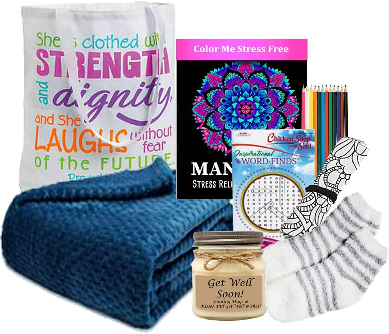 Get Well Gift Of Comfort Tote with Blanket - Perfect Get Well Soon Gifts for Women