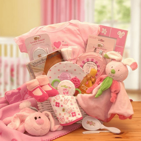 Hunny Bunny's New Baby Gift Basket - Perfect Baby Shower Gift for Baby Girls