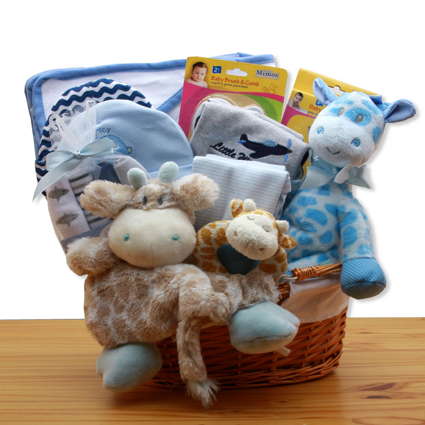 Jungle Safari New Baby Gift Basket - Blue | Baby Bath Set, Baby Boy Gift Basket, Baby Shower Gifts