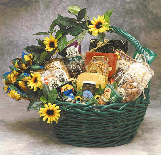 Sunflower Treats Gift Basket - Gourmet Assorted Snacks and Treats