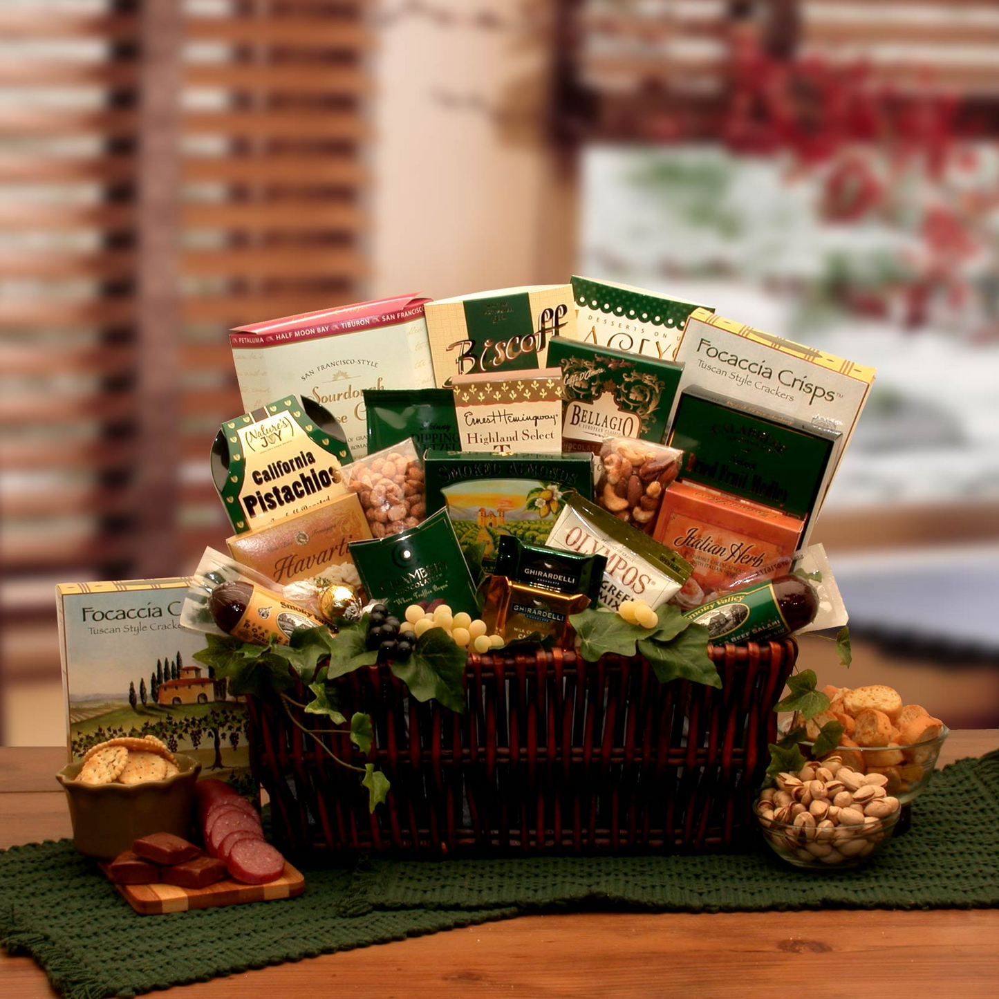 Indulgent Gourmet Gift Basket - Deluxe Assorted Nuts, Chocolates, and More