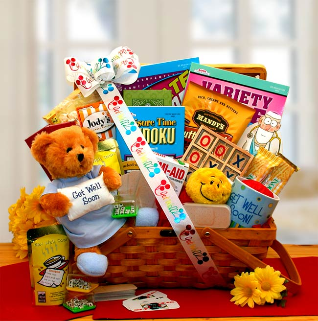Get Well Soon My Friend Get Well Hamper - Thoughtful Gift Basket with Teddy Bear, Puzzle Books, and More
