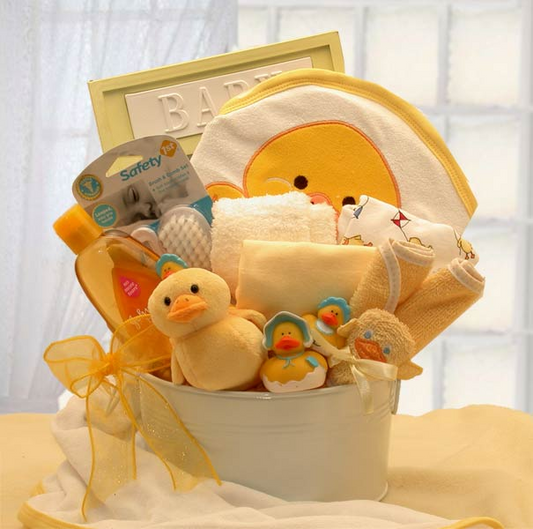 Bath Time Baby New Baby Basket - Yellow | Baby Bath Set, New Baby Gift Basket, Baby Shower Gifts