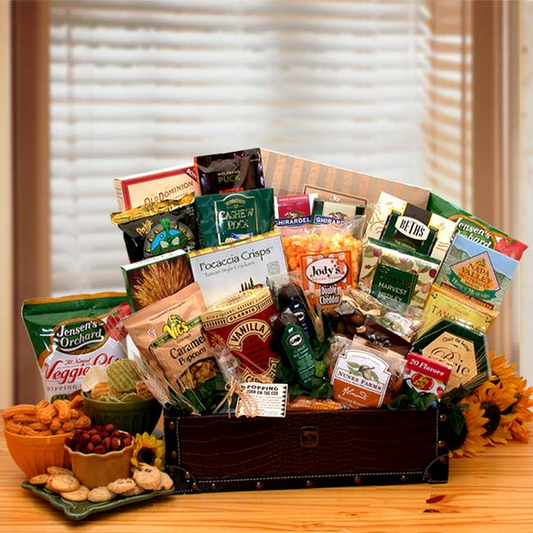 Deluxe Gourmet Snacking Favorites Chest - Premium Gift Basket