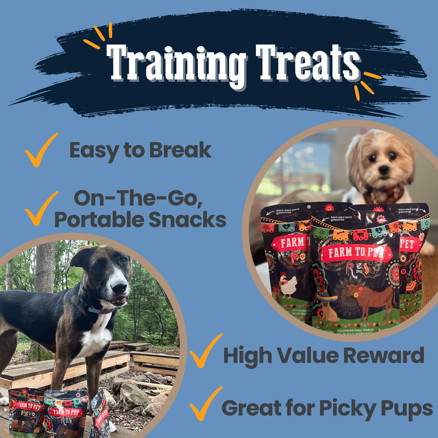 Farm to Pet Fiesta Pack Dog Treat Variety Pack, Chicken Turkey Beef Chips