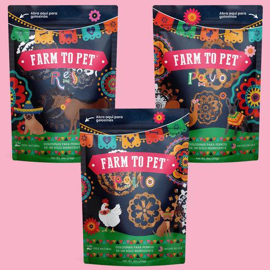 Farm to Pet Fiesta Pack Dog Treat Variety Pack, Chicken Turkey Beef Chips