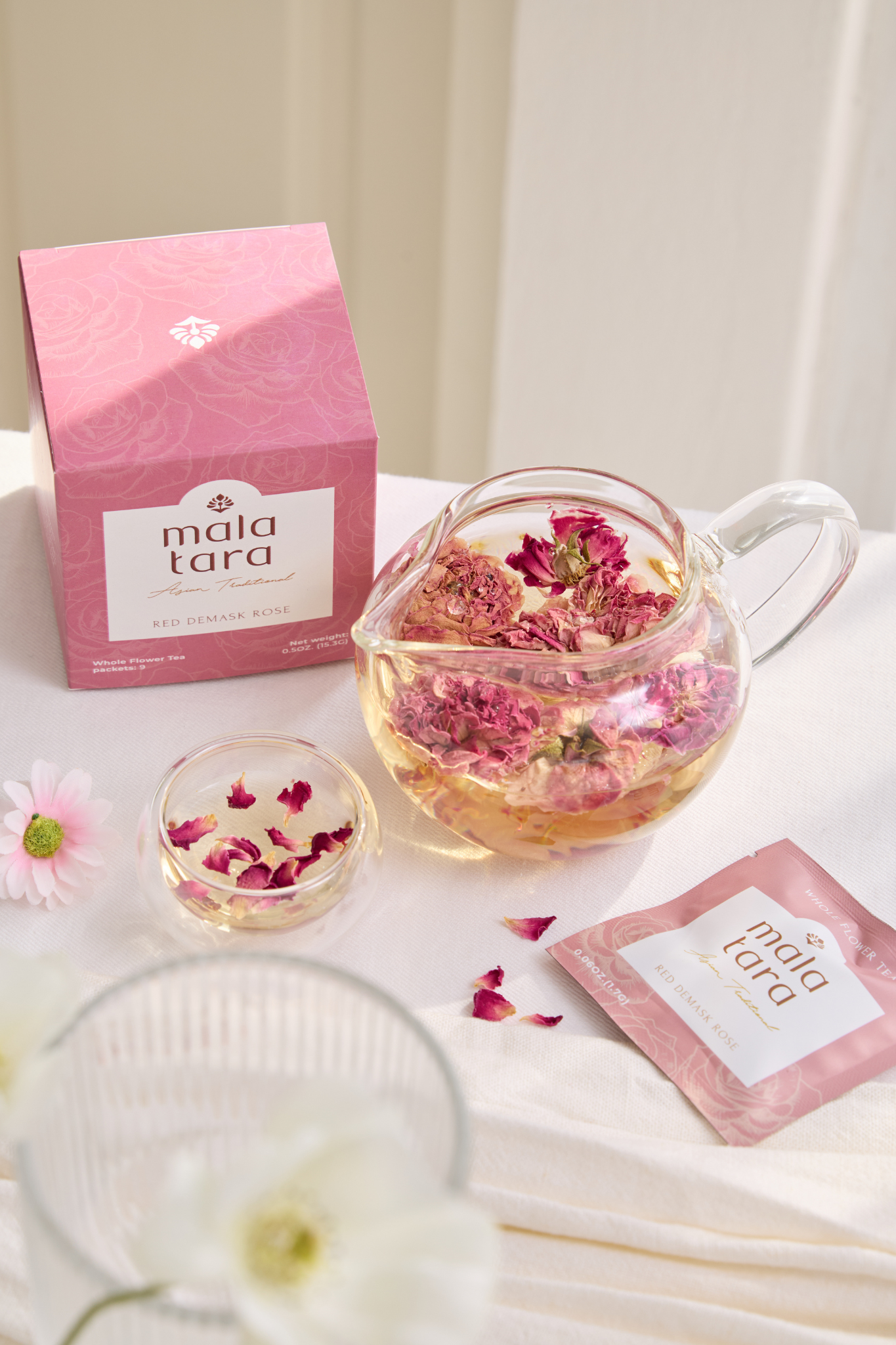 Blooming Deluxe Gift Box with Organic Whole Flower Teas & Glass Teapot