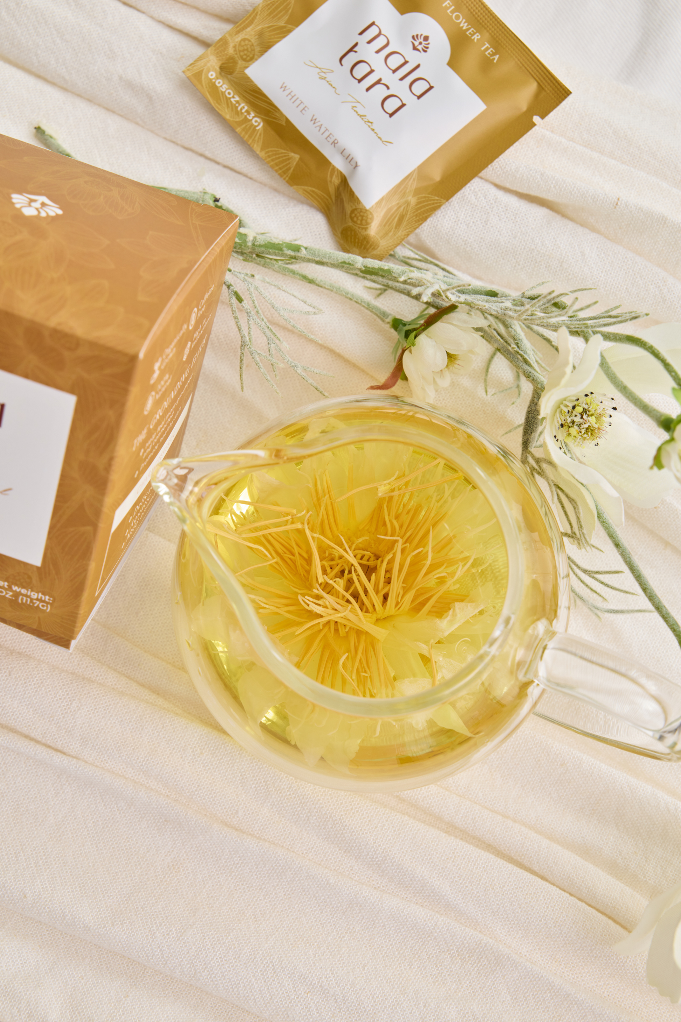 Blooming Starter Gift Box with Organic Whole Flower Tea & Glass Teapot