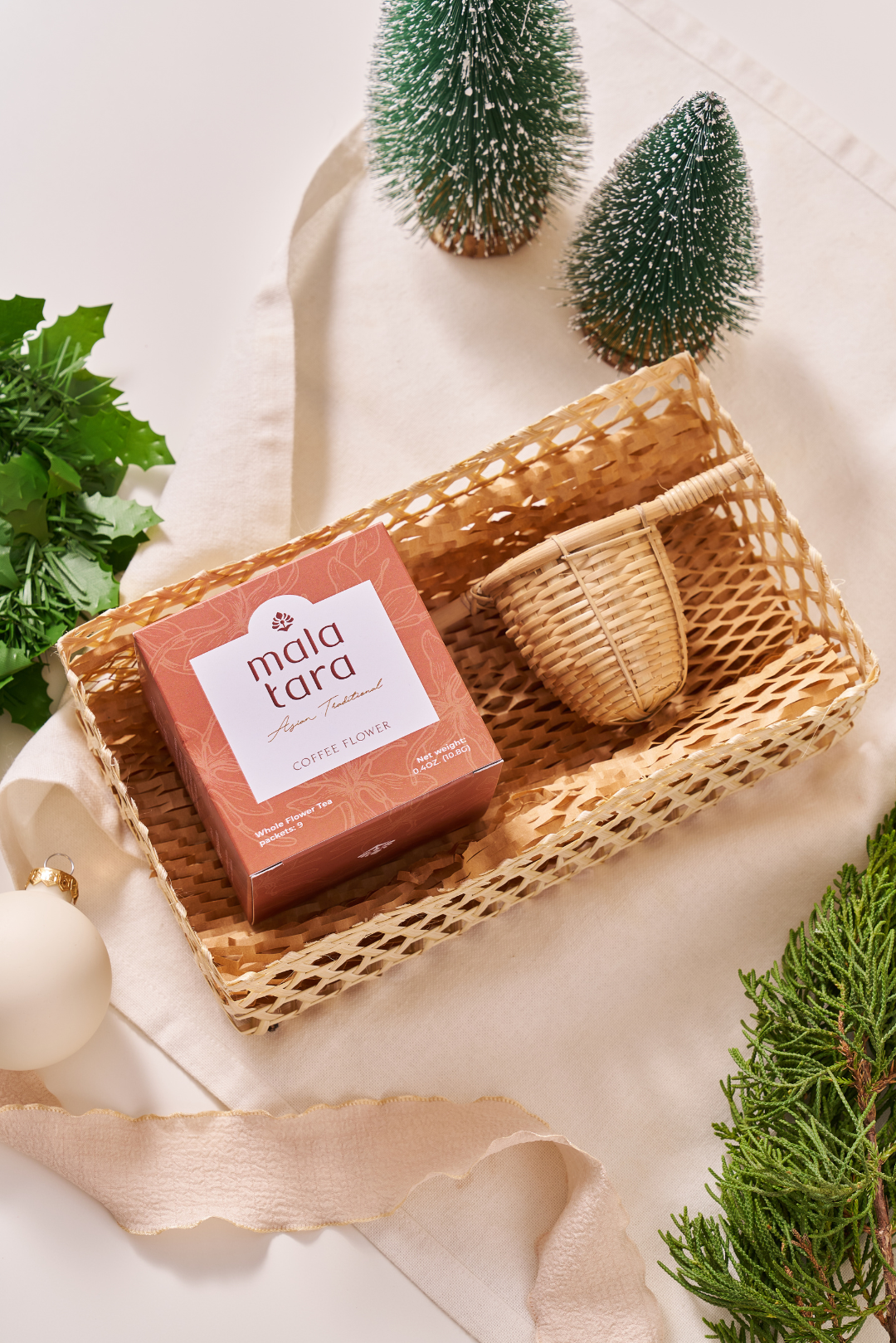 Serenity Starter Gift Box with Organic Whole Flower Tea & Bamboo Strainer