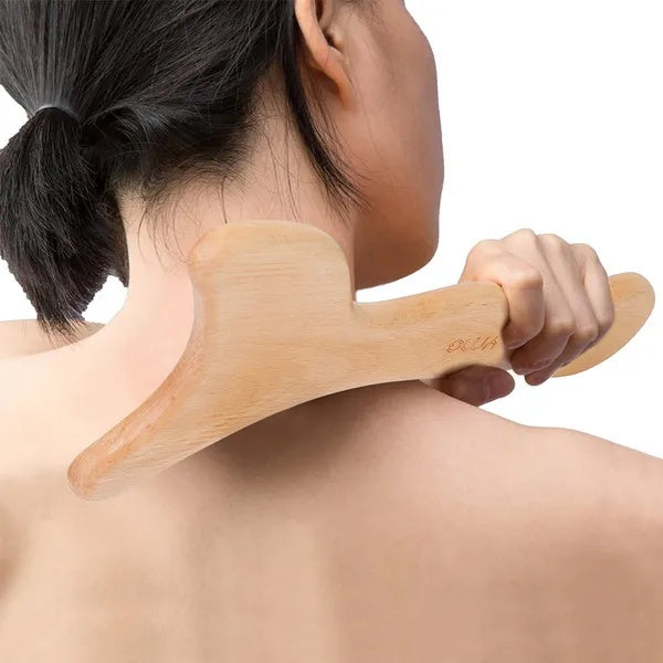 Wooden Lymphatic Drainage Massage Paddle, Curved Body Gua Sha Tool