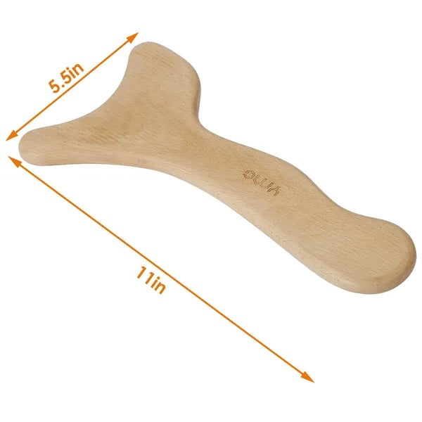 Wooden Lymphatic Drainage Massage Paddle, Curved Body Gua Sha Tool