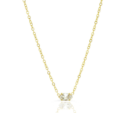 18K Gold Dainty Marquis CZ Pendant Necklace Waterproof Hypoallergenic