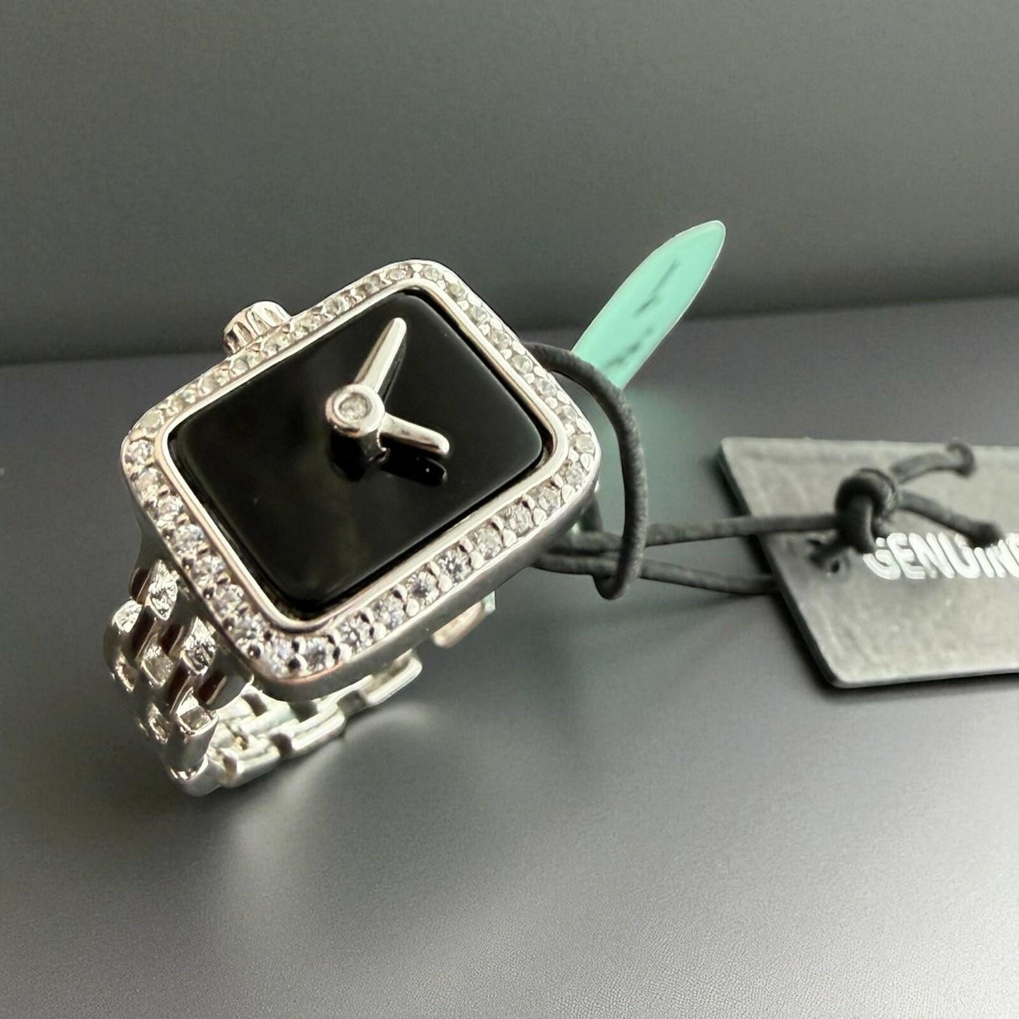 Sterling Silver Black Onyx Watch-Style Statement Ring – Size 7.25