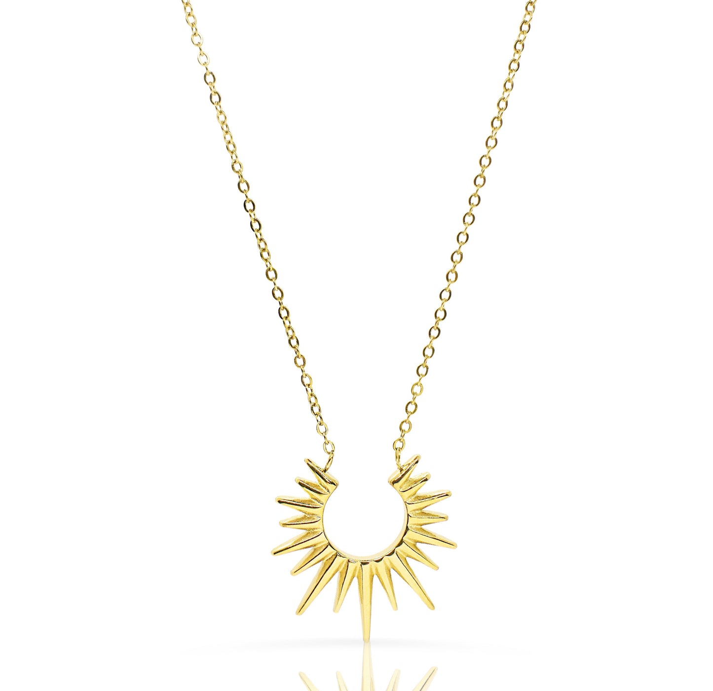 18K Gold Sun Pendant Necklace Waterproof Hypoallergenic Tarnish Resistant