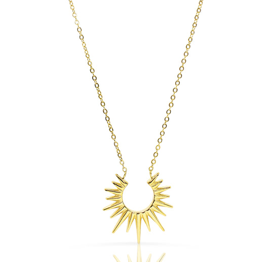 18K Gold Sun Pendant Necklace Waterproof Hypoallergenic Tarnish Resistant