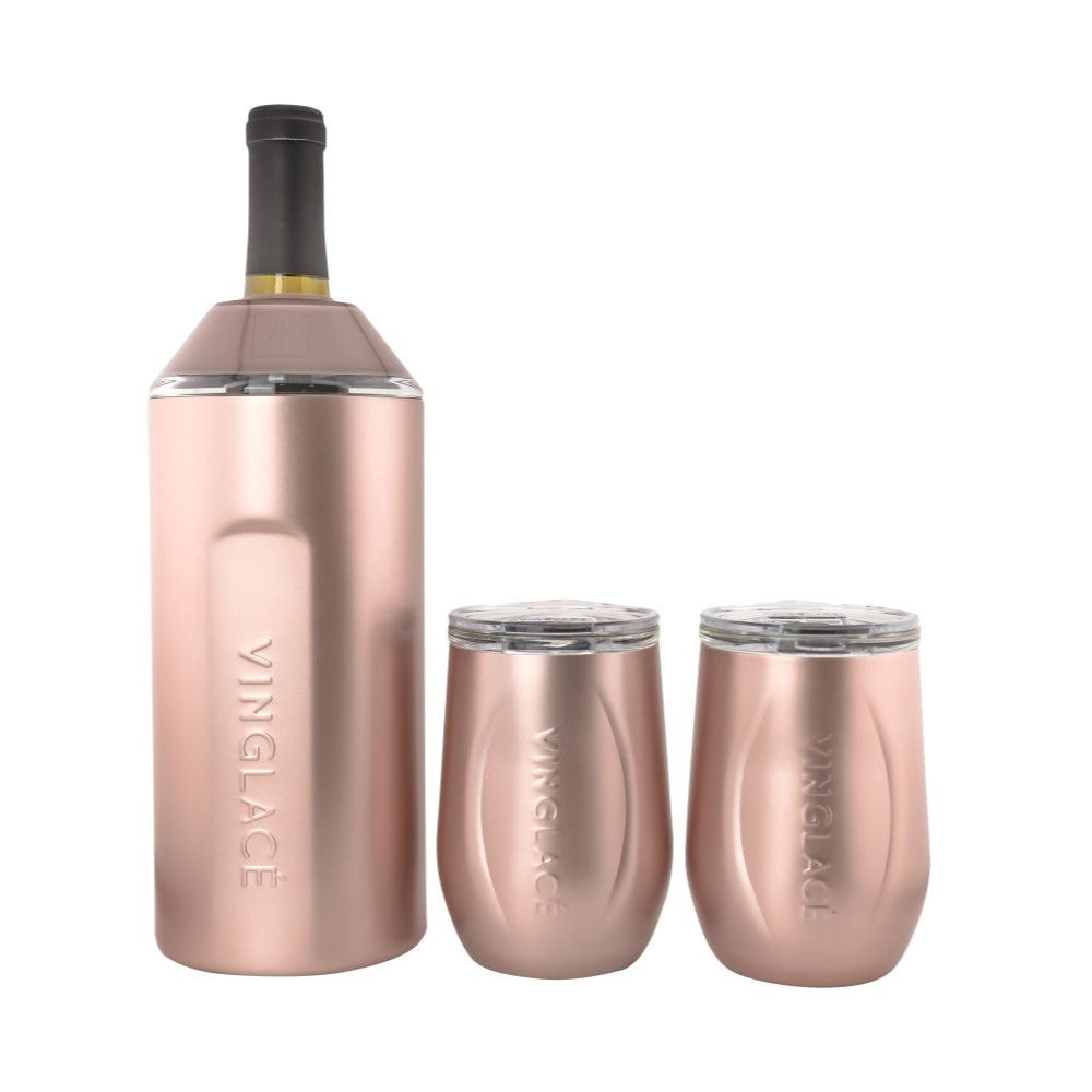 Wine & Champagne Chiller Gift Set with Glass-Lined Tumblers – Multiple Colors Available