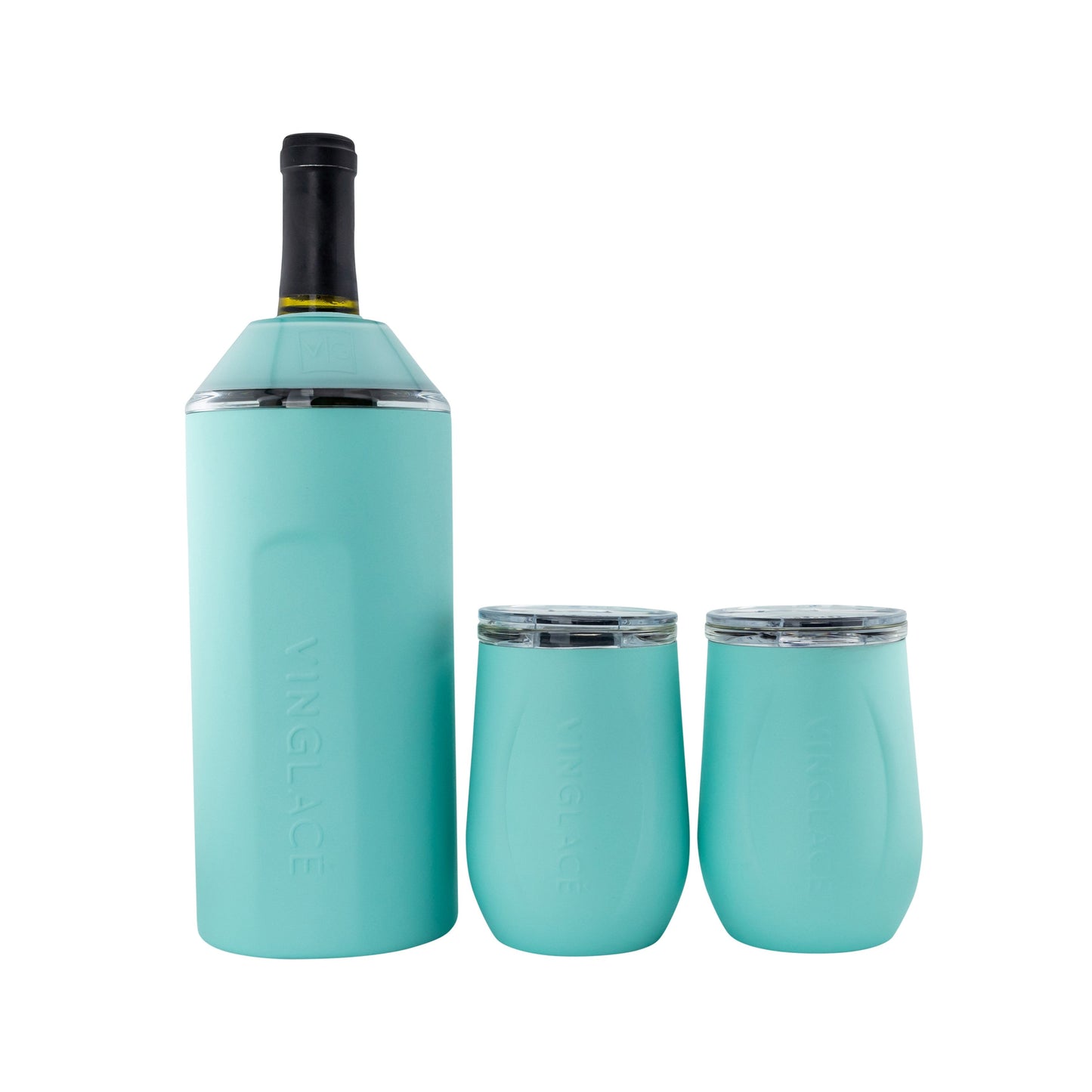 Wine & Champagne Chiller Gift Set with Glass-Lined Tumblers – Multiple Colors Available